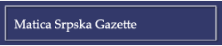 Matica Srpska Gazette